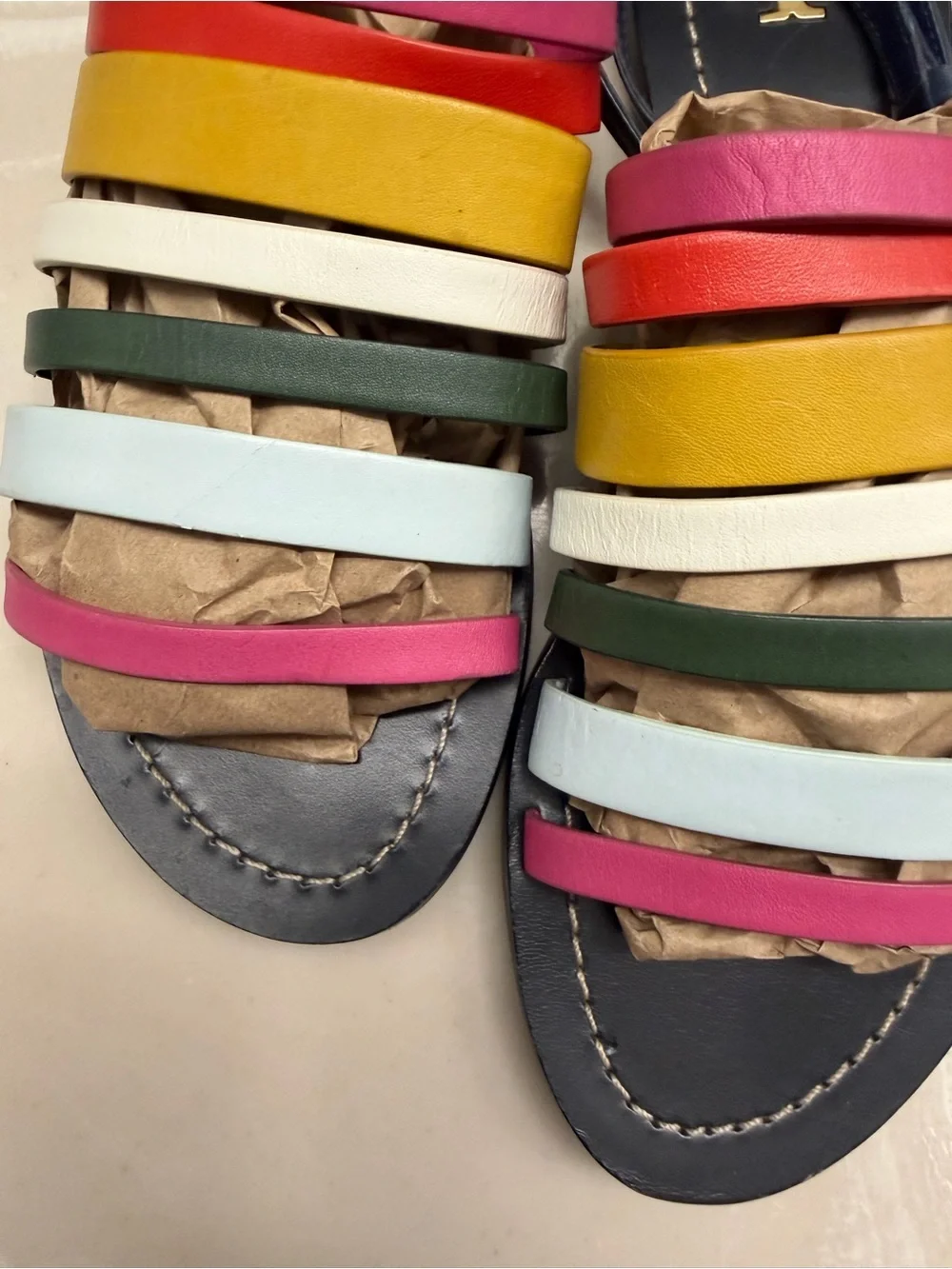 Tory Burch Multicolor rainbow Strappy Flat Sandals